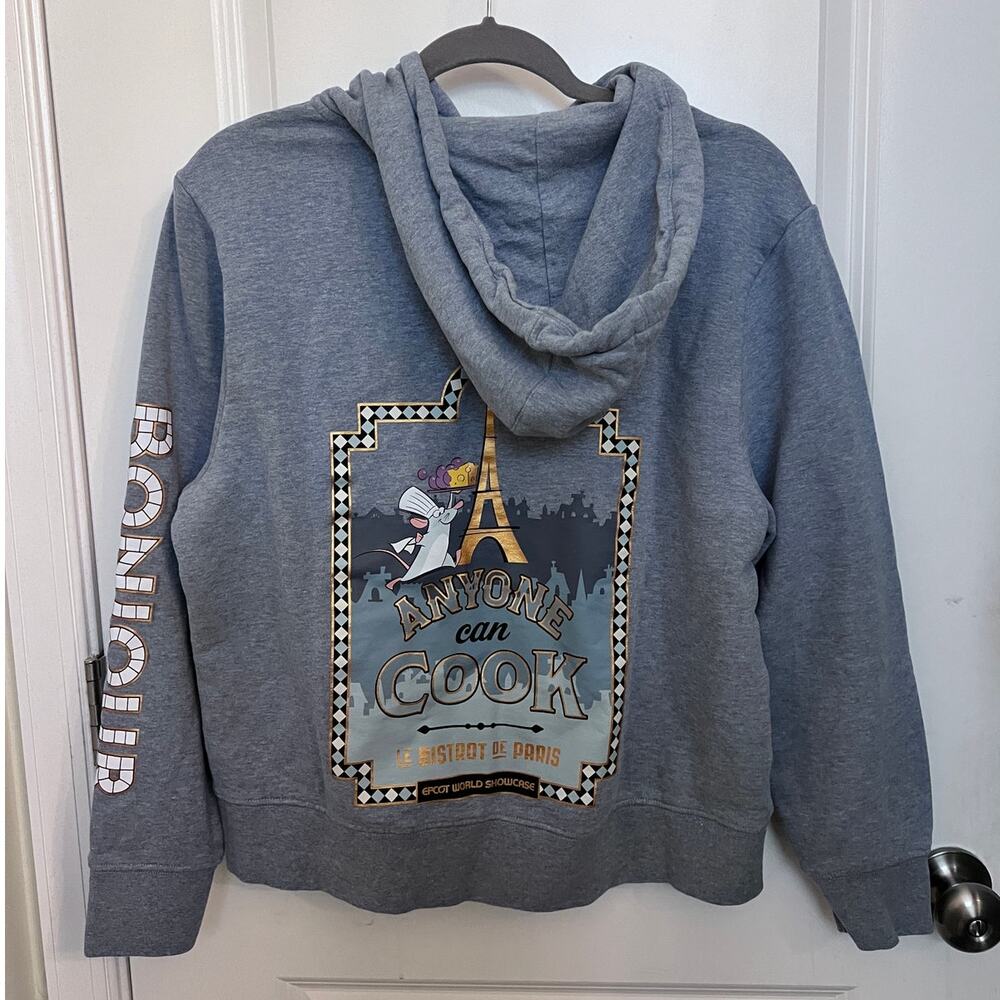 Disney Epcot France Ratatouille Remy Full Zip Hoodie Jacket L Vacation Whimsical